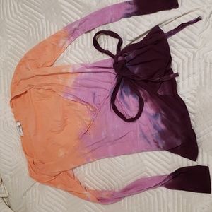 Omgirl tiedye stretchy wrap tie top women's S